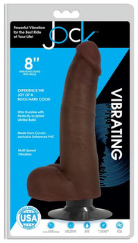 The Jock Dark Vibrating Dildo With Balls - 8 Inch Sex Toy For Sale