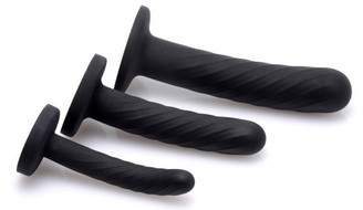 The Trintiy Strap On Silicone 3 Piece Dildo Set Black Sex Toy For Sale