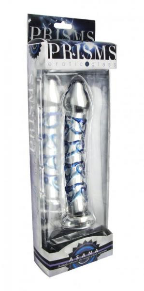 Buy Asana Glass Dildo Clear Blue Heart Accents Adult Sex Toy