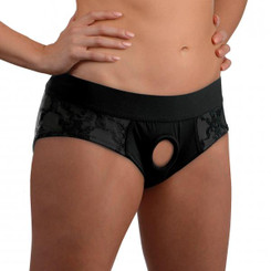 Lace Envy Black Crotchless Panty Harness - L-xl by XR Brands