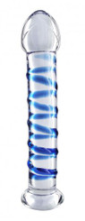 Kama Glass Dildo Clear / Blue by XR Brands