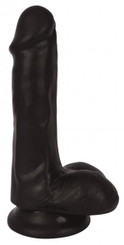 6 Inch Slim Dildo With Balls - Black Best Adult Toys