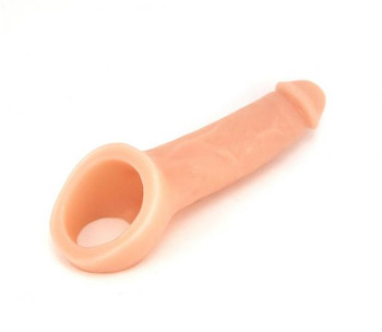 Ride On Hollow Penis Enhancer Beige Men Sex Toys