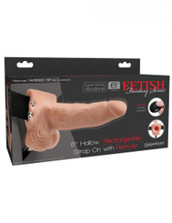 Fetish Fantasy 6 In Hollow Rechargeable Strap-on Remote Flesh by Pipedream Products