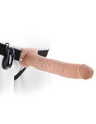 Fetish Fantasy 11 inches Vibrating Hollow Strap On Beige by Pipedream Products