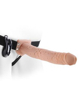 Fetish Fantasy 11 inches Vibrating Hollow Strap On Beige by Pipedream Products