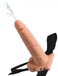Fetish Fantasy 7.5 inches Hollow Fluid-compatible Strap On with Balls Beige by Pipedream Products
