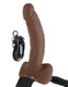 Fetish Fantasy 9 inches Vibrating Hollow Strap On W/Balls Brown by Pipedream Products - view 4