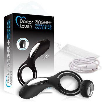 Doctor Love Zinger+ Vibrating Cock Ring Remote Black Male Sex Toy