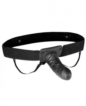 Unisex Vibrating Hollow Strap On Dildo O/S Black by Electric Eel Inc