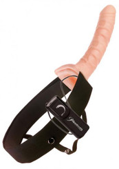 10 Vibrating Hollow Strap On Beige Mens Sex Toys