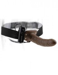8 inches Vibrating Hollow Strap On Brown Male Sex Toy