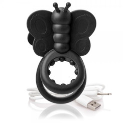 Charged Monarch Wearable Butterfly Black Vibrating Ring Male Sex Toy