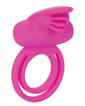 Dual Clit Flicker Enhancer Vibrating Cock Ring Pink Male Sex Toys