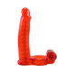 Double Penetrator C Ring With Bendable Dildo Red Men Sex Toys