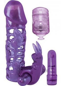 Clit Tickler Penis Extender Vibrating Sleeve Purple Best Male Sex Toys