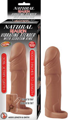 Natural Realskin Vibrating Xtender W/ Scrotum Ring Brown by NassToys