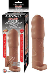Natural Realskin Vibrating Uncircumcised Xtender Scrotum Ring Brown by NassToys