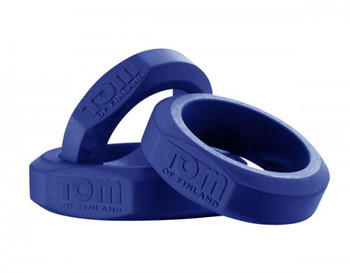 Tom Of Finland 3 Piece Cock Ring Set Silicone Blue Male Sex Toys