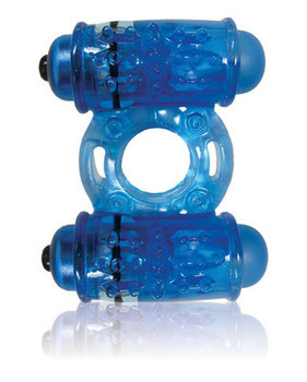 O Wow Double Wammy Blue Vibrating Ring Male Sex Toys