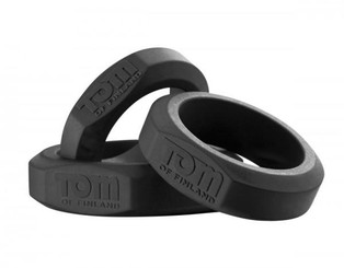 Tom Of Finland 3 Piece Silicone Cock Ring Set Black Male Sex Toys