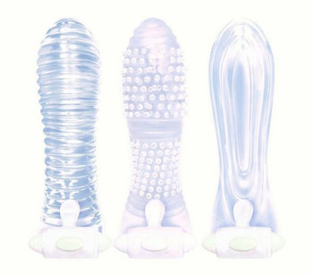 Vibrating Sextenders 3 Pack Nubbed Contoured Ribbed by Icon Brands