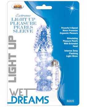 Light Up Extreme Pleasure Pearls Sleeve Blue Sex Toys For Men