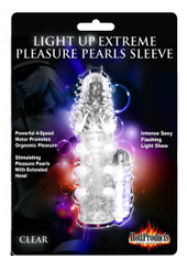 Light Up Extreme Vibrating Pleasure Pearls Sleeve Clear Best Male Sex Toy