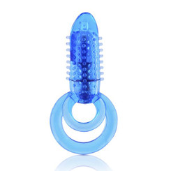 Double O 8 Speed Vibrating Erection Ring Blue by Screaming O