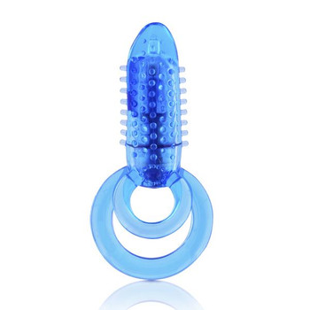 Double O 8 Speed Vibrating Erection Ring Blue by Screaming O
