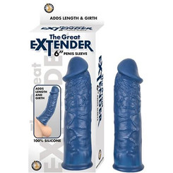 The Great Extender 6 inches Penis Sleeve Blue by NassToys