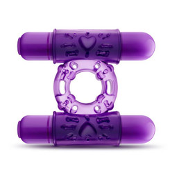 Double Play Dual Vibrating Erection Ring Purple by Blush Novelties
