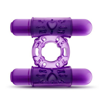 Double Play Dual Vibrating Erection Ring Purple by Blush Novelties