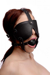 Gag and Blindfold Head Harness- Black Adult Sex Toy