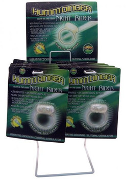 Humm Dinger Night Rider Vibrating Cockring Glow In The Dark 12 Per Display Sex Toys For Men
