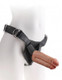 King Cock Strap On Harness with 7 inches Two Cocks One Hole Tan Male Sex Toy