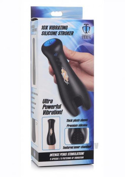 T4m 10x Vibrating Silicone Stroker Black Sex Toys For Men