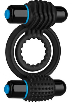 Optimale Silicone Vibrating Double C-Ring Waterproof Black by Doc Johnson