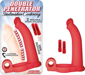 Double Penetrator Studmaker Cockring Red Men Sex Toys