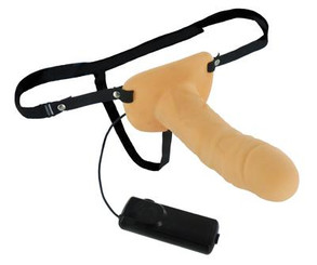 Erection Assist Hollow Strap On Vibe Beige Male Sex Toy