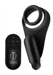 T4m Silicone Cring W/vibe Taint Black