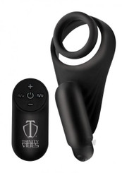 T4m Silicone Cring W/vibe Perineum Black by XR Brands