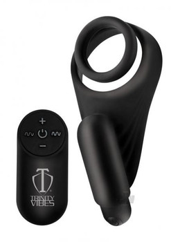 T4m Silicone Cring W/vibe Perineum Black by XR Brands