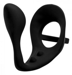 Excursion Silicone Triple Stim Anal Plug With Cock And Ball Ring Sex Toys For Men