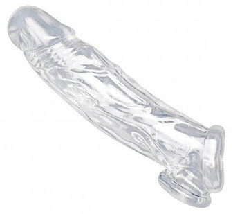 Size Matters Realistic Penis Enhancer + Testicle Stretcher Clear by XR Brands