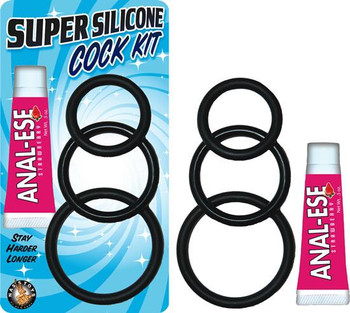 Super Silicone Cock Kit Black Male Sex Toys