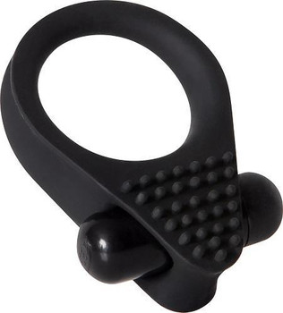 The Black Knight Black Vibrating Erection Ring by Evolved Novelties