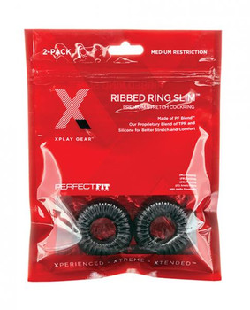 Xplay Gear Mixed Pack Ribbed Ring And Ribbed Ring Slim - Black - Pack Of 2 by Perfect Fit Brand