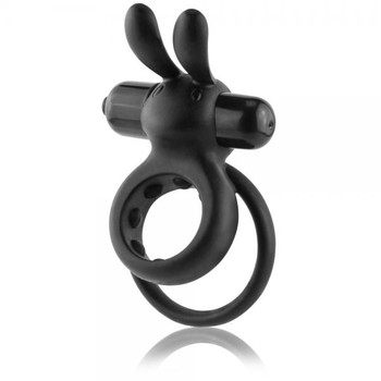 Ohare Vibrating Rabbit Double Ring Black Male Sex Toy