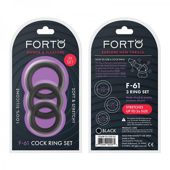 Forto F-61: 3 Piece C-ring Set 100% Silicone (1.2in,1.38in 1.57in) Black by Vvole LLC